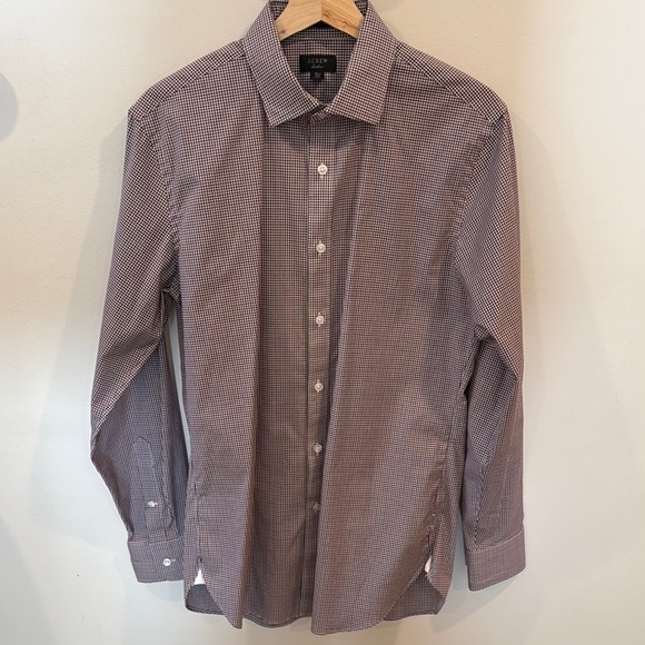 J. Crew Ludlow Men's Black White Red Checkered Button Down Shirt Size 15.5/34 - Picture 1 of 7
